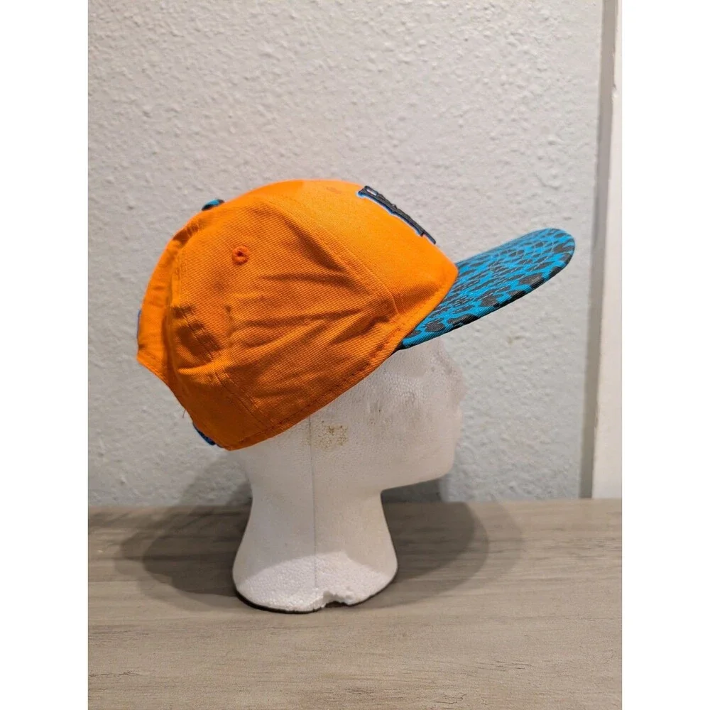 Hurley New Era 9FIFTY Youth Snapback Hat Orange Blue Leopard Print Flat Bill